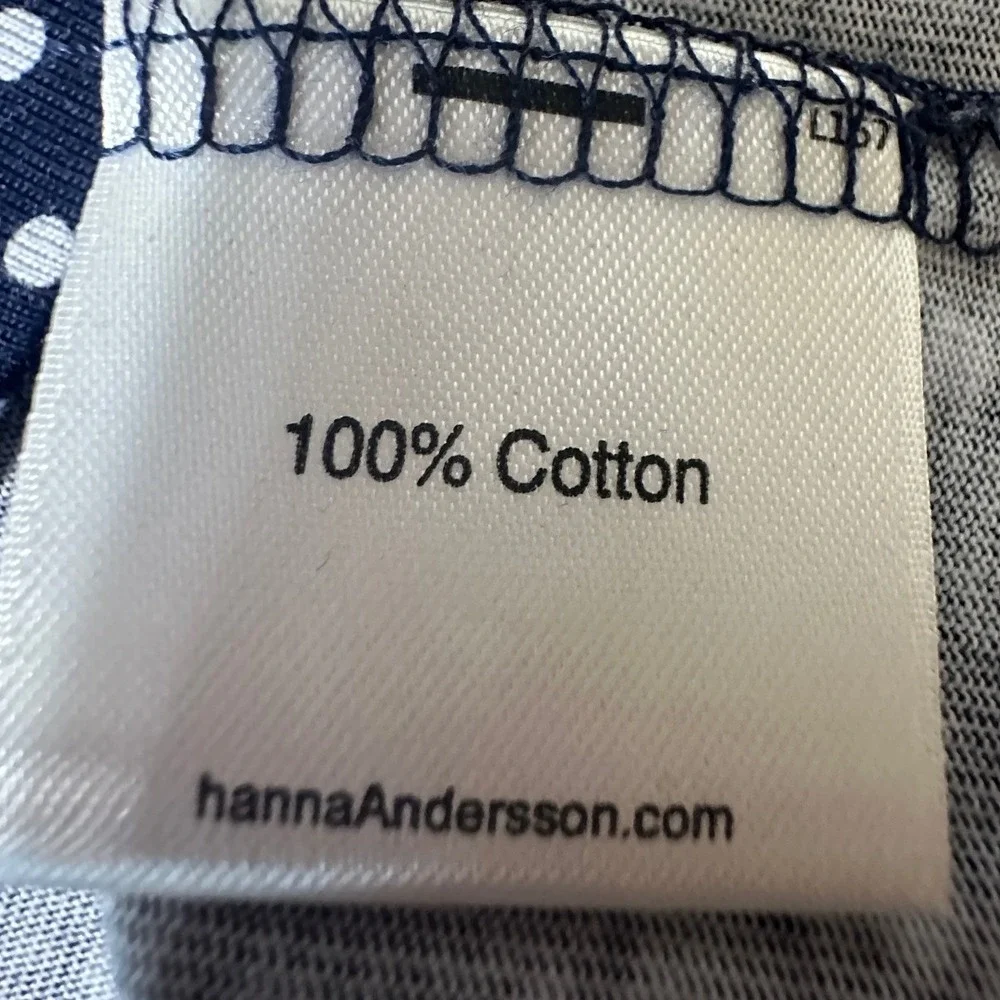 Hanna Andersson Polka Dot Top Kids Navy Blue Lace‎ Ruffle Nautical 160/14